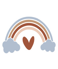 Fototapeta premium Rainbow clip art design on plain white transparent isolated background for card, shirt, hoodie, sweatshirt, apparel, tag, mug, icon, poster or badge