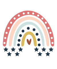 Rainbow clip art design on plain white transparent isolated background for card, shirt, hoodie, sweatshirt, apparel, tag, mug, icon, poster or badge