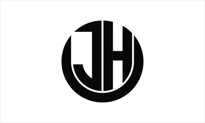 JH initial letter circle icon gaming logo design vector template. batman logo, sports logo, monogram, polygon, war game, symbol, playing logo, abstract, fighting, typography, icon, minimal, wings logo