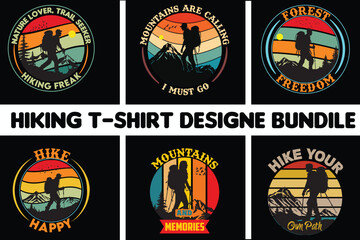 hiking t-shirt design bundle