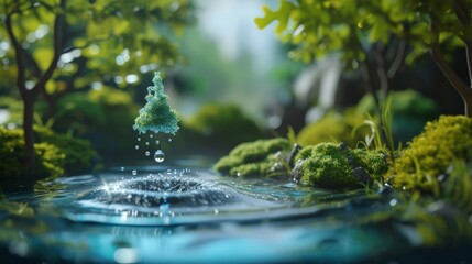 Naklejka premium Water drop this visual emphasizes the concept of enhancing people's lives through water quality improvement.