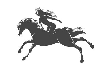Long-haired Woman Rides a Wild Stallion Emblem