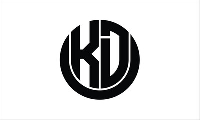 KD initial letter circle icon gaming logo design vector template. batman logo, sports logo, monogram, polygon, war game, symbol, playing logo, abstract, fighting, typography, icon, minimal, wings logo