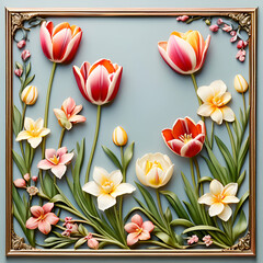 beautiful photo of a tulip frame for happy mothers, womens, teachers day, etc. generative ai