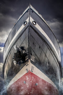 Majestic Ship&rsquo;s Bow Under Dramatic Sky