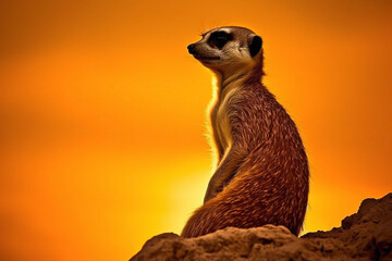 Curious meerkat silhouette, with its alert posture and watchful eyes, symbolizing community and vigilance.