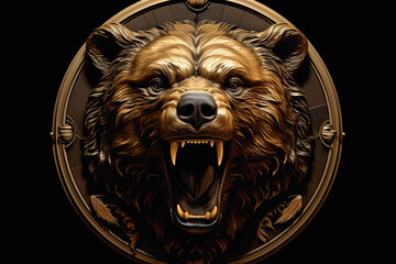 Courageous bear emblem, with its formidable presence and strong demeanor, symbolizing strength, protection, and courage.