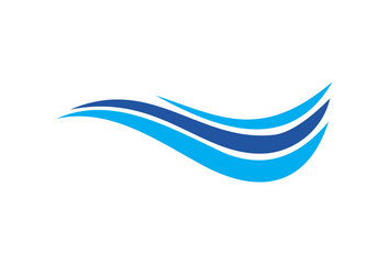 Ocean Wave Logo. Abstract Curve Shape Logotype. Blue Water Splash on the Sea for surf, beach, nature, wet,