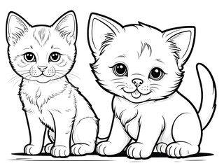 Furry Friends Coloring Fun: Cat and Dog Duo