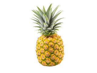 Cut and fresh pineapple. Whole pineapple with slice, piece and leaves.