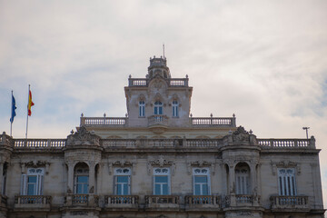Spanish Embassy (Embajada de Espana en Cuba) on Calle Agramonte Street at Calle Capdevila Street in Old Havana (La Habana Vieja), Cuba. Old Havana is a World Heritage Site. 