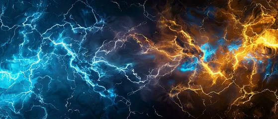 Afwasbaar Fotobehang Fractale golven background with lightning