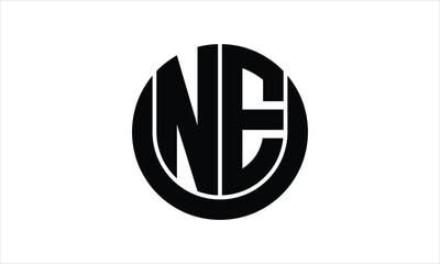 NE initial letter circle icon gaming logo design vector template. batman logo, sports logo, monogram, polygon, war game, symbol, playing logo, abstract, fighting, typography, icon, minimal, wings logo