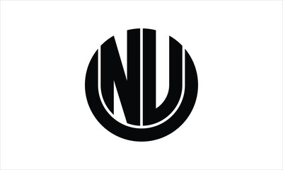 NU initial letter circle icon gaming logo design vector template. batman logo, sports logo, monogram, polygon, war game, symbol, playing logo, abstract, fighting, typography, icon, minimal, wings logo