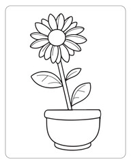 Flower coloring pages for kids, Flower illustration