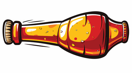 Cartoon beer bottle with speech bubble in retro styl