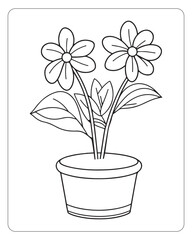 Flower coloring pages for kids, Flower illustration