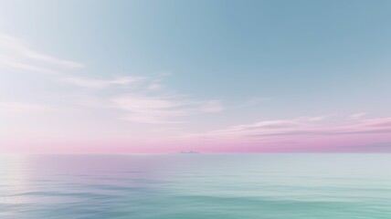 Obraz premium Clear blue sky sunset with glowing pink and purple horizon on calm ocean seascape background. Picturesque generative ai