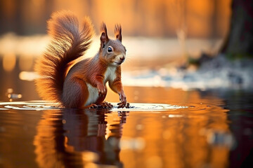 Agile squirrel silhouette, with its bushy tail and nimble movements, symbolizing resourcefulness and adaptability.