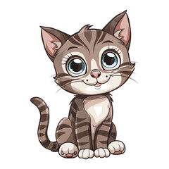 Vector Sweet eyed Kitten Cartoon Character isolated on background