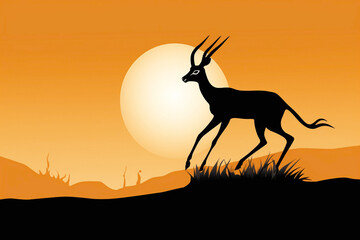 Agile gazelle silhouette, with its slender form and graceful movements, symbolizing speed, agility, and freedom.