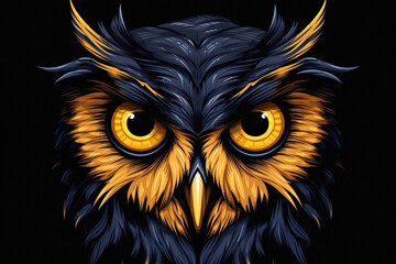 Wise owl emblem, with its observant eyes and thoughtful expression, symbolizing knowledge, wisdom, and insight.