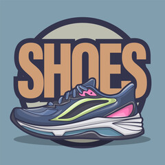 Sneakers shoes vector art with flat illustration style