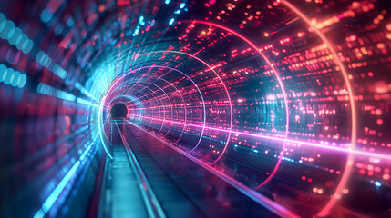 Futuristic Neon Tunnel Illumination