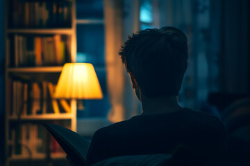 Evening Solitude with a Good Book - obrazy, fototapety, plakaty
