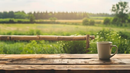 desk of free space and farm background.
