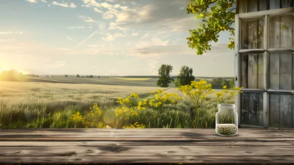 Foto op Canvas desk of free space and farm background. © Pascal