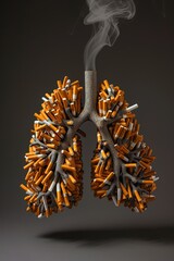 World no tobacco day. Smoking prevention. Lungs and cigarettes. Preserving the gift of healthy breathing. - obrazy, fototapety, plakaty