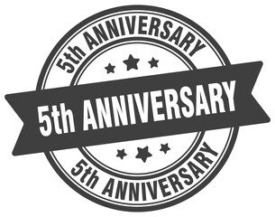 Obraz premium 5th anniversary stamp. 5th anniversary label on transparent background. round sign