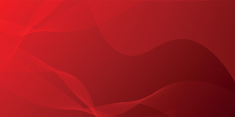 Abstract red gradient background with glowing wave. Shiny red moving lines design element. Modern flowing wave lines.