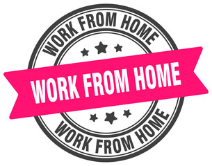 work from home stamp. work from home label on transparent background. round sign