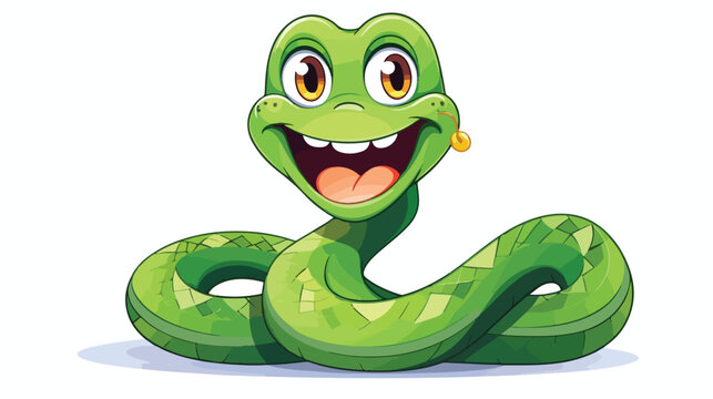 Cartoon happy snake freehand draw cartoon vector ill