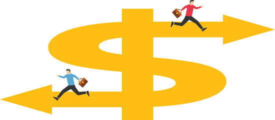 Business strategy, investment choice or option to make profit, select best earning asset. Business competition.

