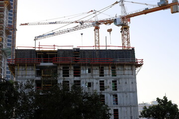 Construction of a new high-rise building in Tel Aviv.