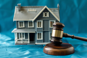 Bidding on a home, gavel and house concept for home 