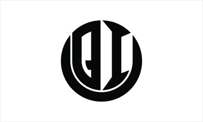 QI initial letter circle icon gaming logo design vector template. batman logo, sports logo, monogram, polygon, war game, symbol, playing logo, abstract, fighting, typography, icon, minimal, wings logo