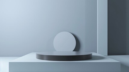 Fototapeta premium Sleek modern podium design on a clean uncluttered background ideal for highlighting innovative tech gadgets