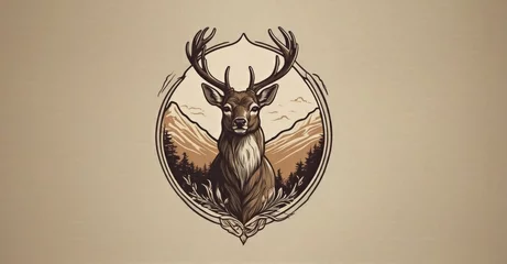 Foto op Plexiglas Produce a logo design that merges the serenity of nature with the majesty of a deer illustration, delivering a harmonious and impactful visual identity for your brand © Hashim
