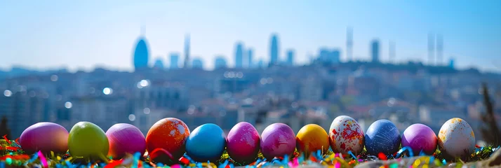 Foto op Plexiglas Colorful Easter Eggs in Grass © Andre Hirai
