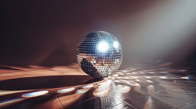 Isolated silver disco mirror ball.
