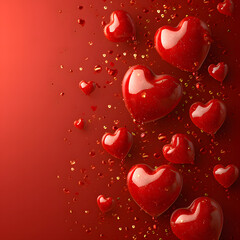 Obraz premium valentines Day vector background illustration template. Valentines Day background with realistic hearts vector. Happy Valentines day vector sale banner, flyer, invitation, poster, background design.