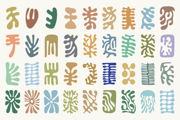 Collection of blobs and organic shapes. Set of colorful botanical flat vector elements.