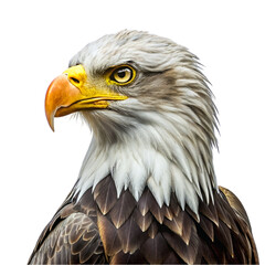Bald eagle head close-up isolated on transparent background