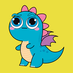 
Cute dragon, drake emotion, emoji, illustration in childish theme and colors, vector collection