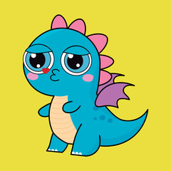 
Cute dragon, drake emotion, emoji, illustration in childish theme and colors, vector collection
