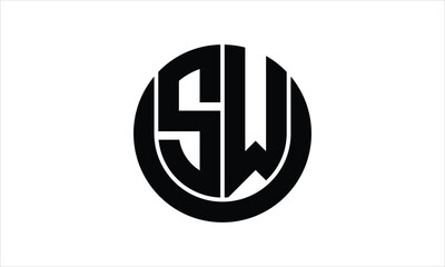 SW initial letter circle icon gaming logo design vector template. batman logo, sports logo, monogram, polygon, war game, symbol, playing logo, abstract, fighting, typography, icon, minimal, wings logo
